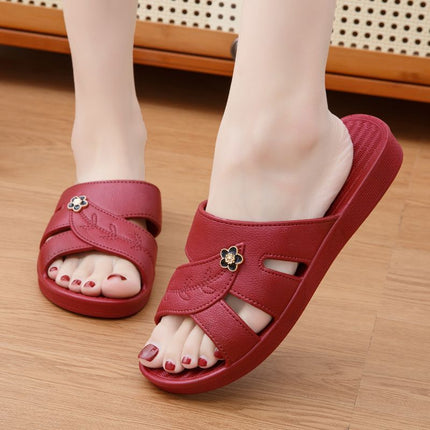 Mid-Soled Women's Summer Casual Non-Slip Slippers for Bathing and Home Mothers Fashionable Middle-Aged and Elderly Soft-Soled Slippers