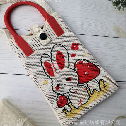 Girl's Heart-Shaped Knitted Crossbody Bag