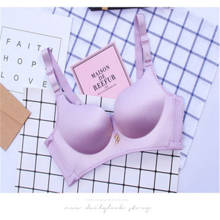 Hong Kong genuine goods happy Fox underwear women's wireless solid color sexy seamless small chest push up breast bra