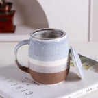 301-400ml / Blue cup with lid and tea drain