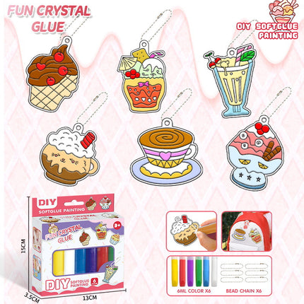DIY children's crystal plastic painting suit graffiti free plastic painting window pendant keychain sun catcher toy
