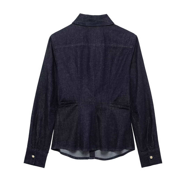 Denim Shirt Women's Cross-Border Women's Clothing Wholesale Details Street Fashion Pleated Spring New Products Europe and America Aliexpress