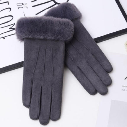 Gloves Women's Winter fleece-lined Thickened Warm Driving Cute Riding Autumn and Winter Windproof Cold-proof Touchscreen Cotton Gloves