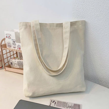 Fashion Harajuku Solid Color Canvas Shopping Bag Korean Women's College Shoulder Bag Canvas Bag Large Capacity Commuter All-match