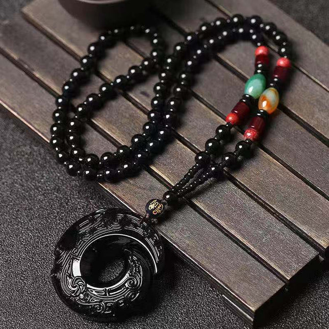 Hollow-out safety buckle jade pendant sweater chain high-grade white jade pendant men's and women's long necklace Joker accessories wholesale