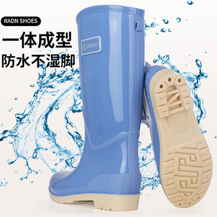 New Cross-Border Fashion Women Rain Shoes High Tube Women's Rain Boots Non-Slip Waterproof Pvc Warm Water Shoes