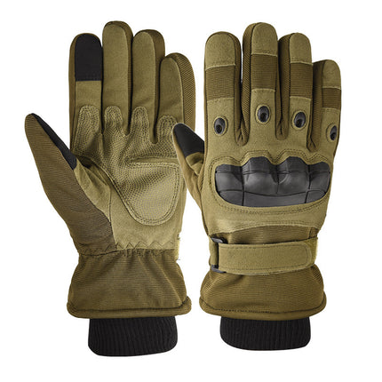 Tactical Gloves Men's Full Finger Winter Outdoor Warm Sports Training Riding Motorcycle fleece-lined Riding Wind and Cold