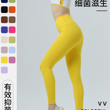 Foreign Trade Cross-border Europe and the United States No Embarrassment Line Naked Yoga Pants Women's High Waist Abdominal Fitness Pants Sports Tight Pants