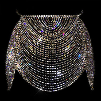 2023 European and American Hot Selling Sexy Bikini Set Fashionable Multi-Layer Bra Chain Cross-Border Rhinestone Skirt Chain Set for Women