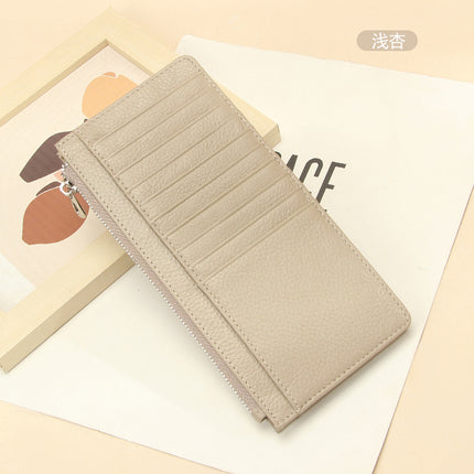 Genuine Leather women's wallet long foreign trade Japanese multi-card card holder first layer cowhide zipper handbag long wallet