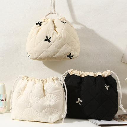 Cross-Border Makeup Brush Quilted Cosmetic Bag Large Capacity Tote Cosmetic Bag Fashionable Simple Korean Style Floral Storage Bag