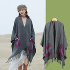 Pocket towel flow moire gray / 140*155cm