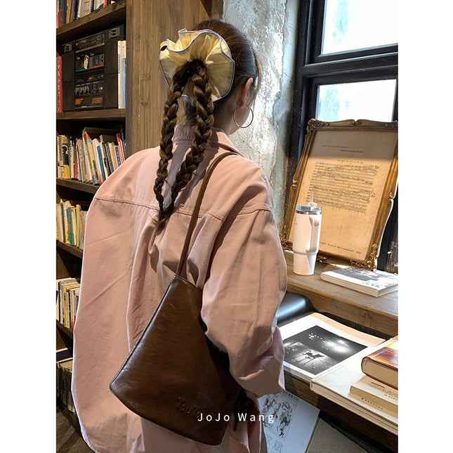 California Sunshine Hair Rings ~ Satin High-grade Feeling Intestines Hair Rope Women's French Style Hair Tie Headwear South Korea Double-layer Hair Rope