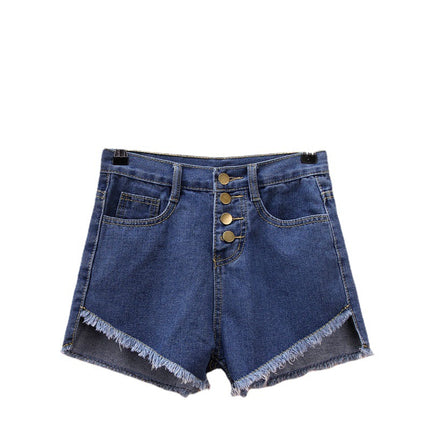 Dropshipping New Summer Style with Holes in Front, Short in Back and Long in Back, A-Line Sexy Denim Shorts That Look Slimmer