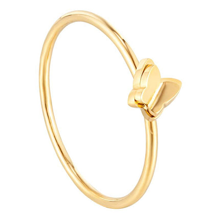 French double three-dimensional butterfly ring titanium steel electroplating 18K gold small fragrance ring female niche accessories wholesale
