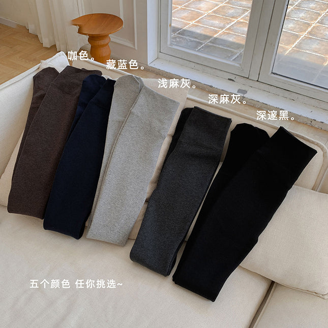 Thickened Autumn and Winter Ribbed Fleece Wool Pantyhose with Multi-Section Compression, High Slimming Effect, Thickened Elastic Warm Base Layer Tights
