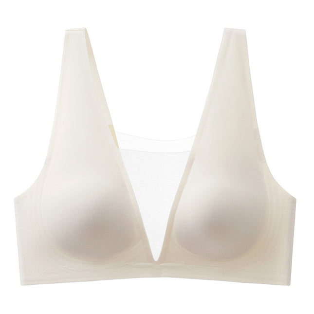 Large Bust Appears Smaller, Deep V-Neck Bra for Women, Tank Top Style, Side Breast Support, Anti-Sagging, Seamless, Beautiful Back Bra, Adjustable