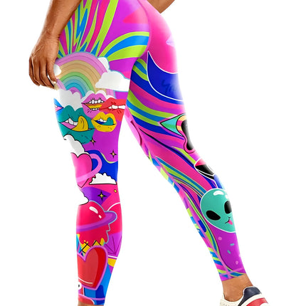 Seamless High-Waisted Nude-Feel Women's Yoga Pants Printed Leggings Outdoor Sports Running Fitness Pants Butt-Lifting High Elasticity