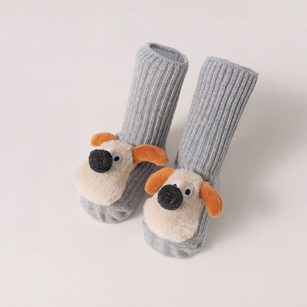 Children's mid-tube socks autumn and winter combed cotton boneless toddler socks cartoon doll dispensing non-slip baby floor
