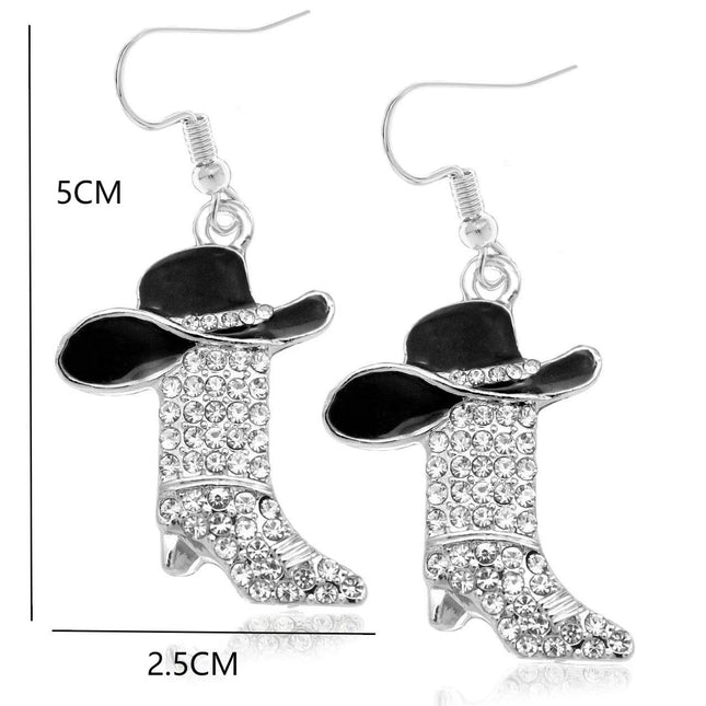 European and American personality niche western boots earrings diamond pendant earrings Joker ladies earrings jewelry wholesale 166
