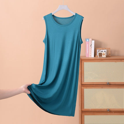 Modal Vest Dress Nightgown Women's Bottoming Skirt Summer Large Size Thin Sleeveless Mid-Length Skirt Fat mm 100kg Dress