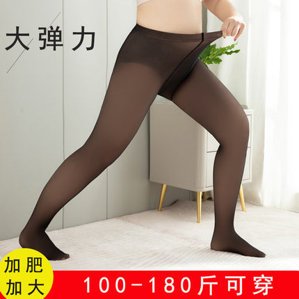 Large size black skin plus fat leggings fake meat stockings anti-hook silk pantyhose spring and autumn winter rich sister tights