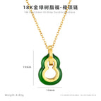 18K Gold Green Oil Drop Fu Lu Necklace