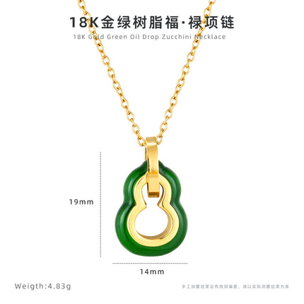 New Chinese style K gold gourd necklace women's high-end sense of non-fading clavicle chain niche design sense titanium steel jewelry wholesale