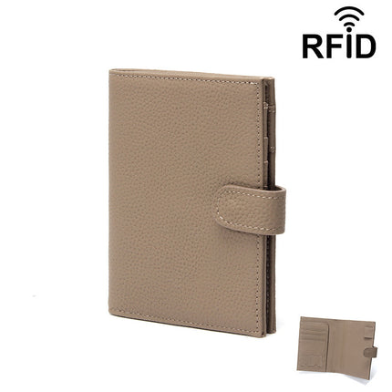 Foreign Trade Genuine Leather Passport Holder, Unisex, Ultra-Thin Rfid Multifunctional Full Leather Wallet, Ticket Holder, Passport Document Holder