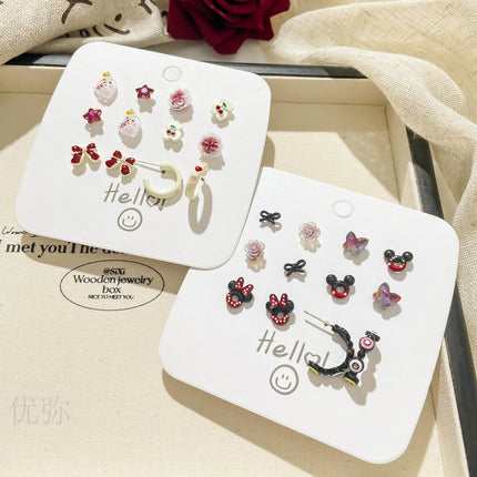 Autumn and Winter Vintage Angora Red Silver Needle Earrings High-end Sense White Exquisite Sweet Elegant All-match Bow Earrings