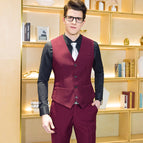 Men's burgundy vest + pants / S