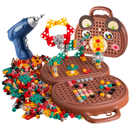 Cross-border children's puzzle assembly toolbox electric screwdriver diy disassembly repair screw toy wholesale