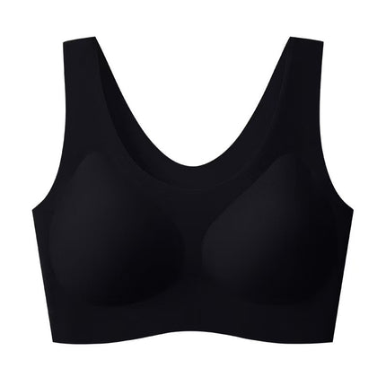 New Seamless Liquid Foundation Semi-Fixed Cup Push-Up Type Lifting Support Bra with Wide Shoulder Straps for Women