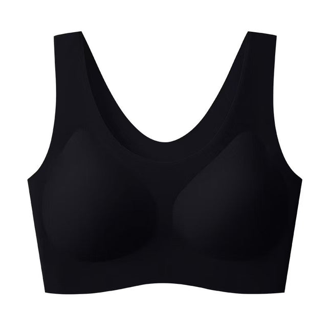 New Seamless Liquid Foundation Semi-Fixed Cup Push-Up Type Lifting Support Bra with Wide Shoulder Straps for Women