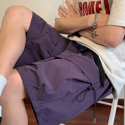 Men's Cargo Shorts for Summer, High Street Style, Large Pockets, American Straight-Leg Sports Pants, Casual Knee-Length Shorts, Trendy and Versatile