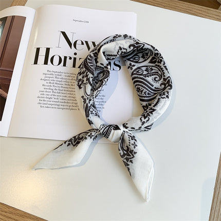 Autumn Maillard Wine Red Artistic Retro Small Square Decorative Scarf Cotton Linen Breathable Waist Flower Hair Belt
