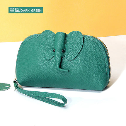 Creative Elephant Fashion Leather Wallet Women's Long Clutch Bag Niche Design ins Soft Leather Clutch Bag Wholesale