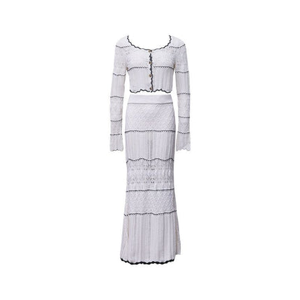 Spring and Summer Moonlight Knitted Tops and Skirts Two-Piece Set, Fashionable and Elegant, Early Spring Wear, a Complete Set, Lazy
