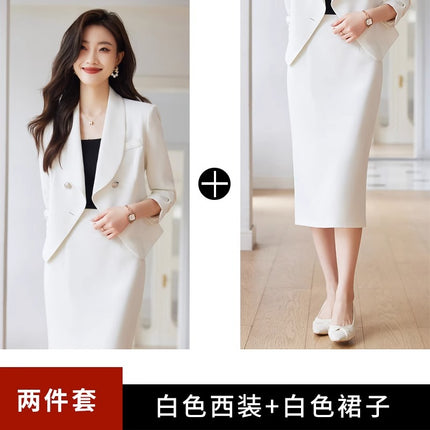 Black Suit suit Women's Spring and Summer New Professional Temperament Goddess Fan High-class Suit Jacket Two-piece Suit Dress