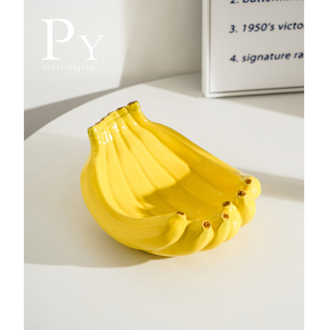 Ceramic Banana Fruit Plate, Snack Plate, Candy Plate, Living Room Coffee Table Fruit Plate, High-End Light Luxury Decoration