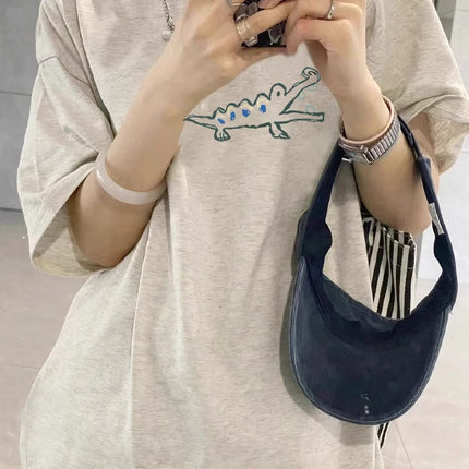 Short-Sleeved T-Shirt for Women, 2026 Summer New Trendy Half-Sleeve T-Shirt with Unique Design, Niche American Style, Loose Chic Top