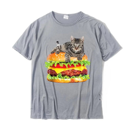 Hamburger Space Cat T-Shirt Funny Kitty Tee Women t Shirt Pr