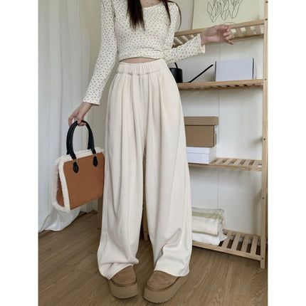 Yamamoto Pants Elastic Wide-Leg Women's Pants Spring and Autumn Straight Loose Casual Pants Regular Drape Floor-Length Plus-Size Long Pants