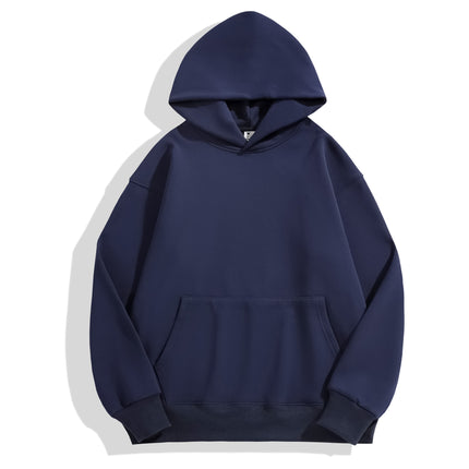 Lamb Wool Drop-Shoulder Loose Sweatshirt with Pockets, Hooded Pullover, Trendy Heavyweight Thickened Autumn and Winter Hoodie, Casual Fashion