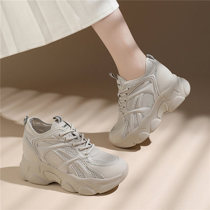 Small Thick Bottom Tall Torre Shoes Women's Mesh Running Shoes Spring and Summer New Lightweight Breathable Sports Casual Shoes