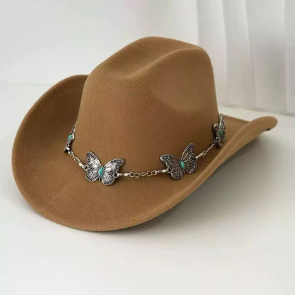 Solid Color Light Board Felt Western Cowboy Hat Outdoor Autum Hat Women's Simple French Hat Men's High-End