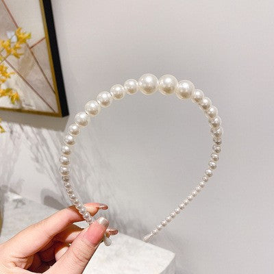 Mesh Pearl Flower Blue Face Wash Hair Hoop Female High Cranial Top Internet Red 2022 New Hair Clamp Pressure Hair Hoop