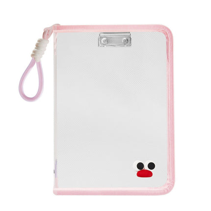 Macaron Transparent A4 File Bag with Large Capacity for Textbooks, Zippered Student Portable Thickened Waterproof Storage Bag