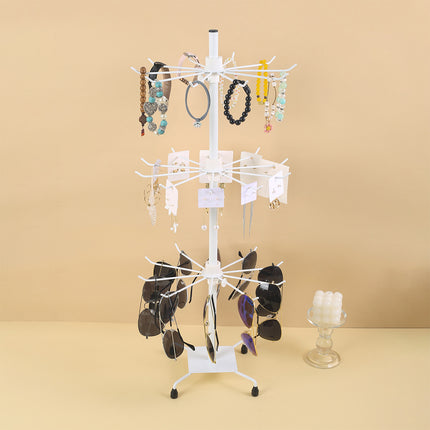 3-Layer Stall Rotating Rack Necklace Hanging Bead String Socks Hat Jewelry Rack Store Door Hanging Rack Display Rack