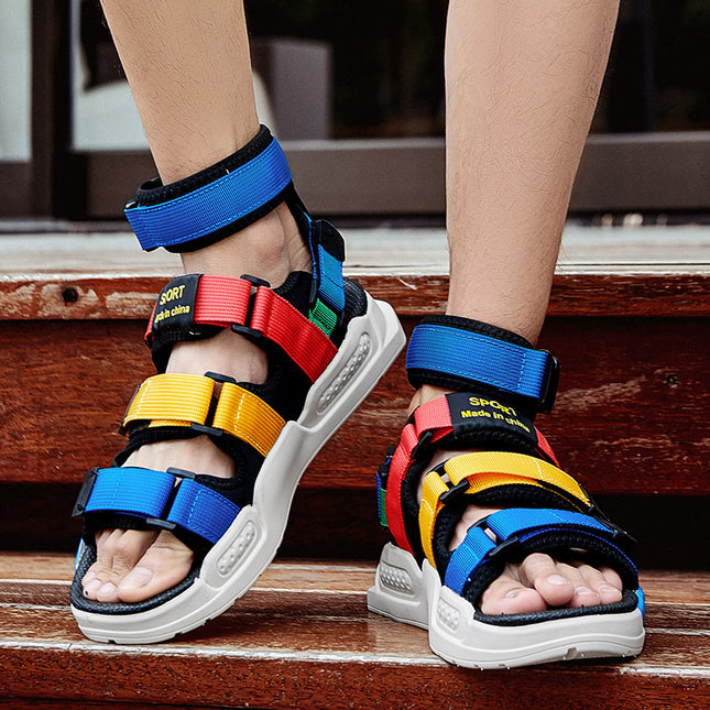 European Trendy Sandals for Summer Outdoor Wear, Youth Beach Shoes, Cross-Border Size 45, Thick-Soled Non-Slip Casual Men's Sandals